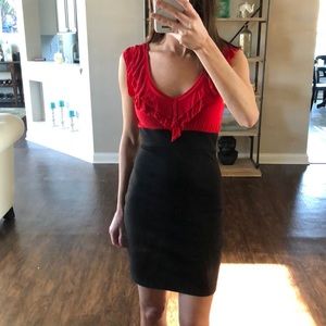 Red and black mini dress